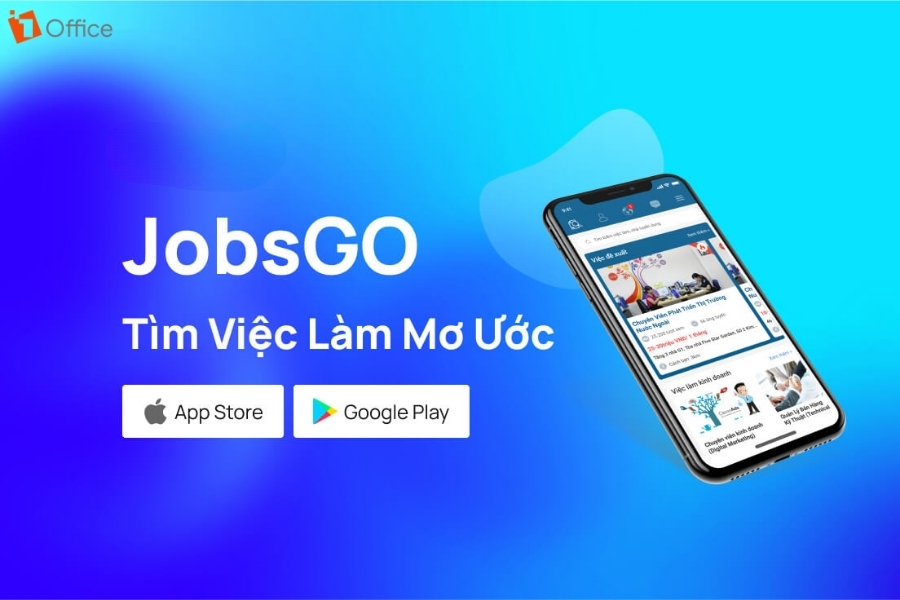 slogan Kênh tuyển dụng JobsGo cùng chiếc điện thoại