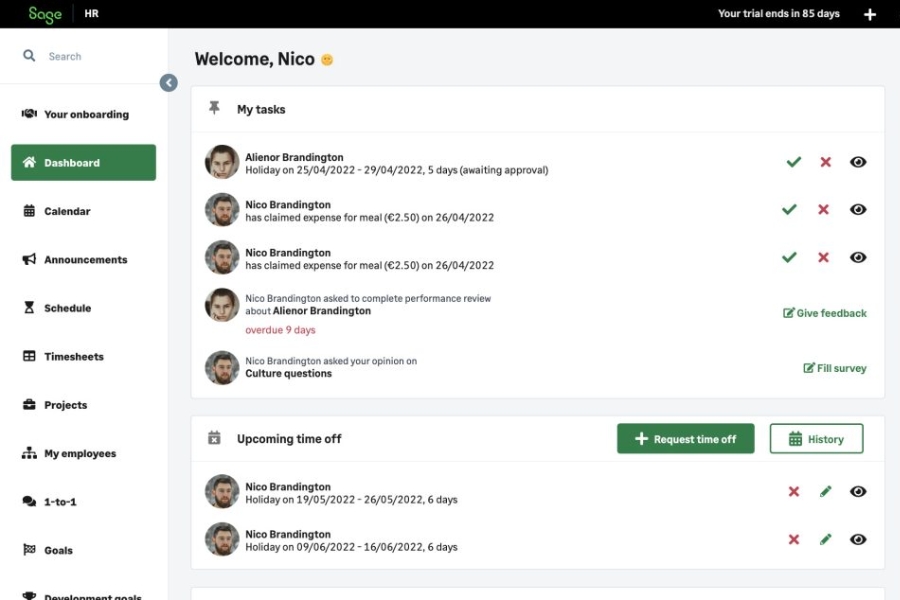 Phần mềm quản lý nguồn lực SageHR