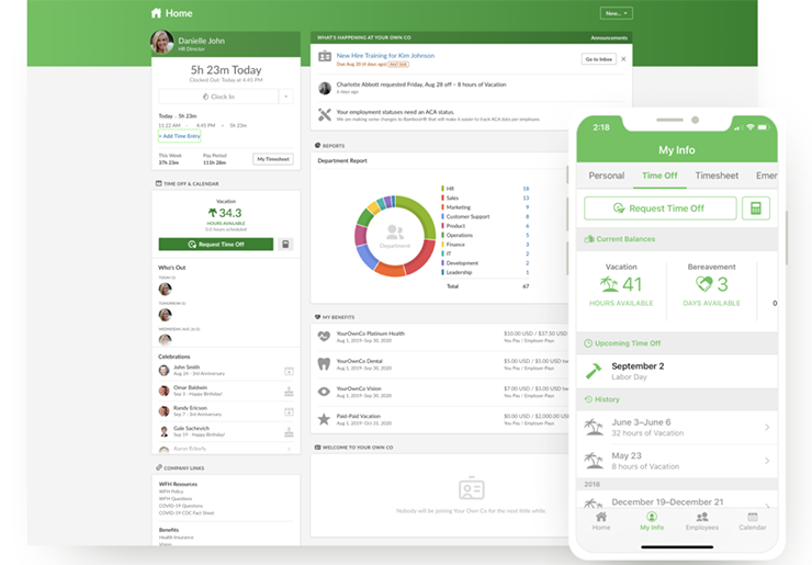 Phần mềm quản lý nhân sự online BambooHR