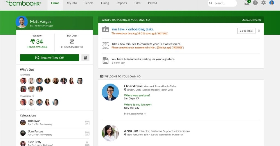 Phần mềm nhân sự HRM BambooHR