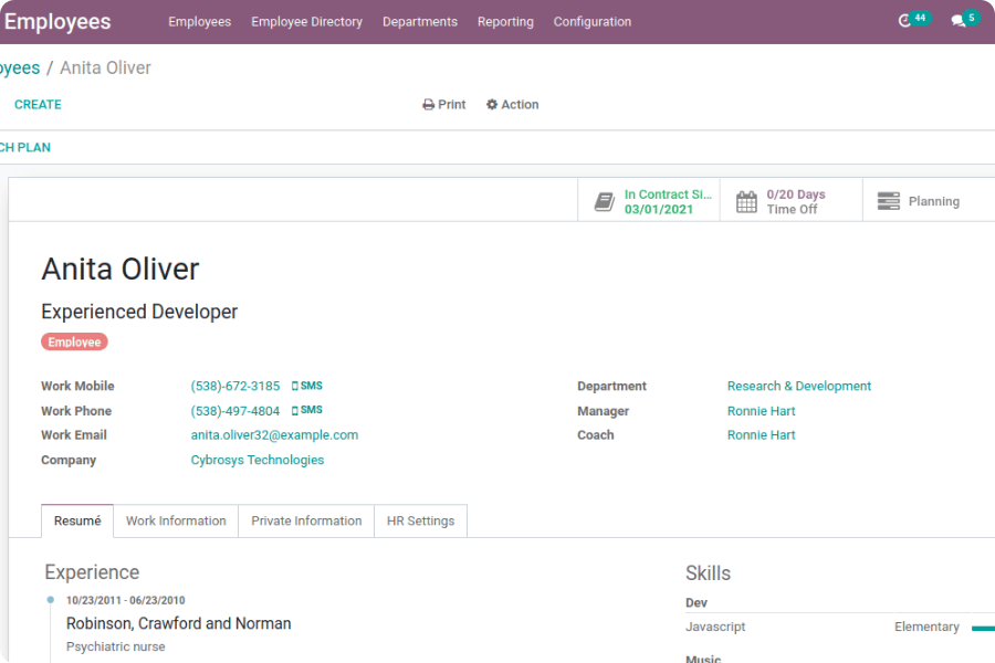 Phần mềm HRM Odoo