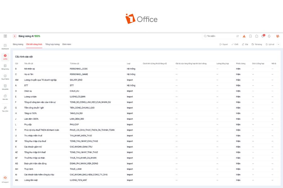 Tính lương cơ bản tự động với 1Office