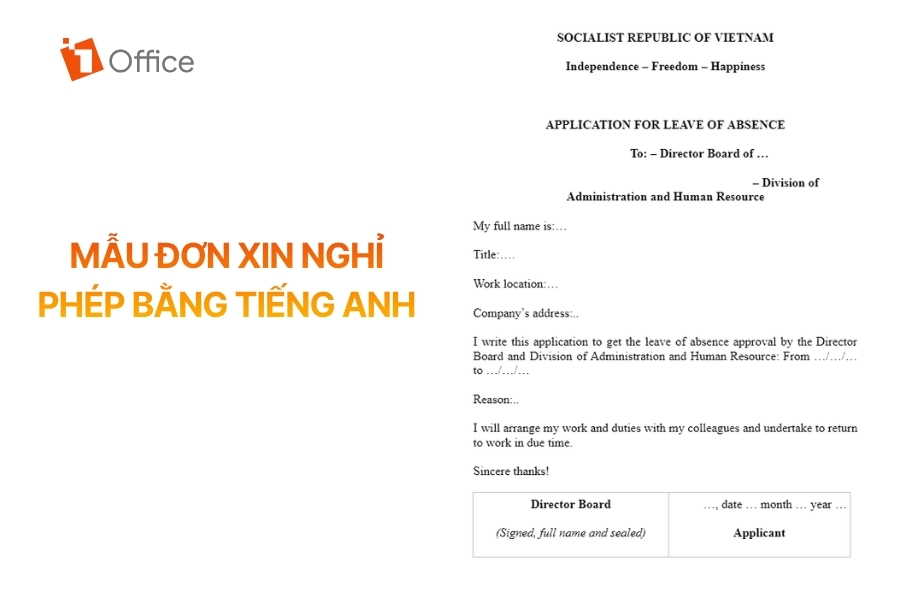 File mẫu đơn xin nghỉ phép bằng tiếng Anh chuẩn cho nhân viên công ty nước ngoài hoặc đa quốc gia