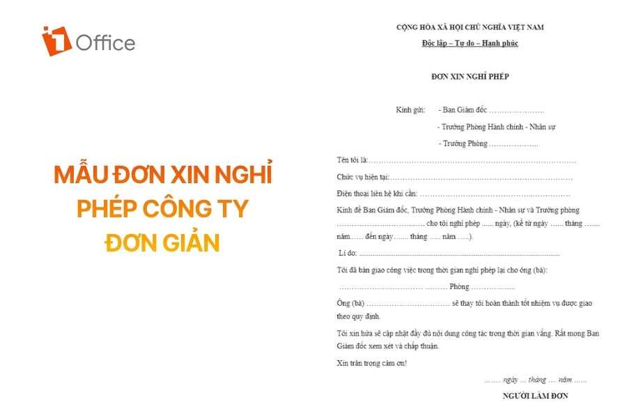 Mẫu đơn xin nghỉ phép công ty đơn giản