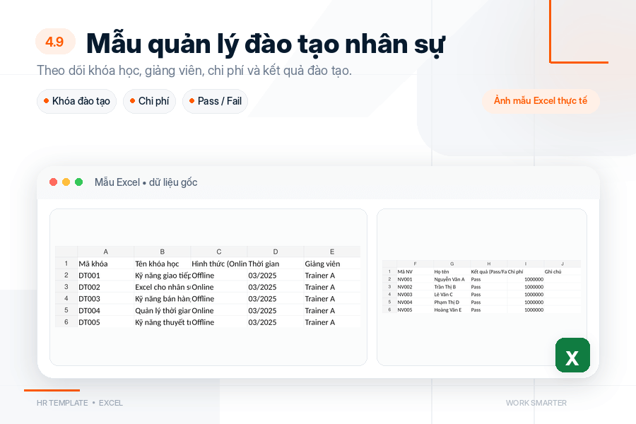 Mẫu quản lý đào tạo nhân sự