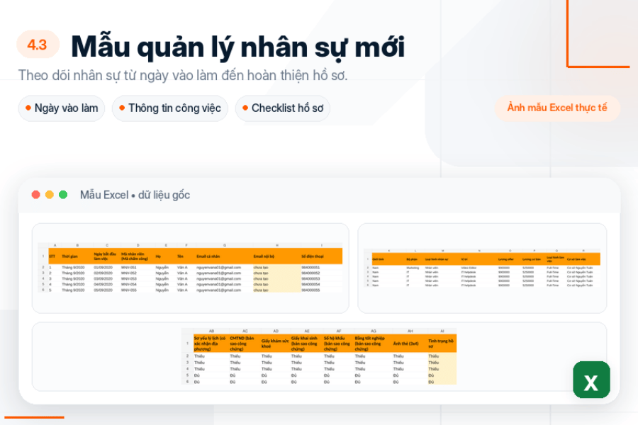 Mẫu quản lý nhân sự mới