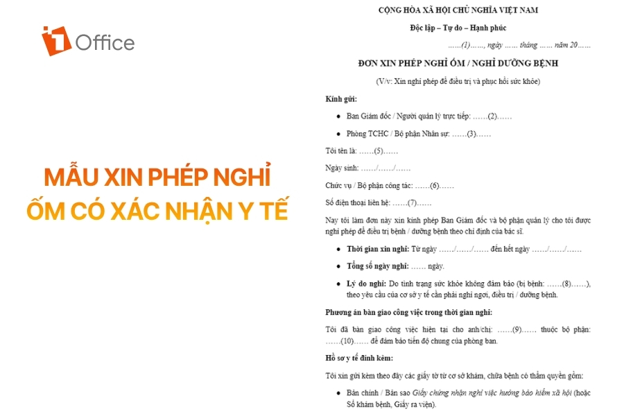 Mẫu đơn xin phép nghỉ ốm nghỉ dưỡng bệnh có xác nhận y tế