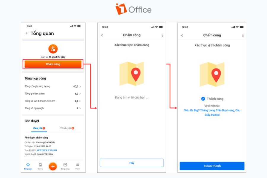 Tính năng chấm công GPS quản lý chính xác thời gian làm việc của tài xế