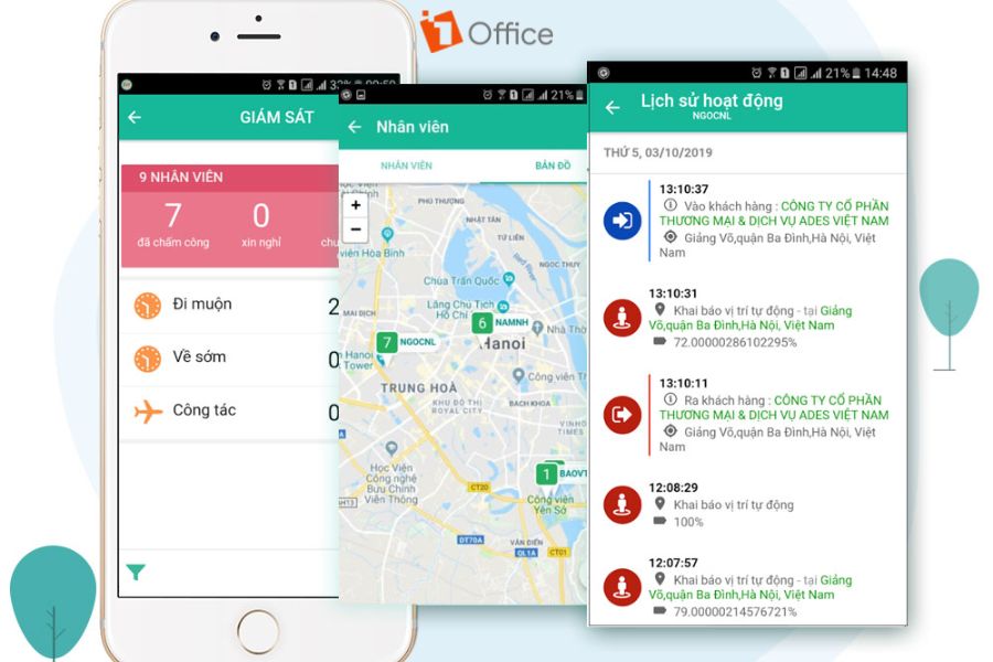 Tính năng chấm công GPS quản lý chính xác thời gian làm việc của nhân viên