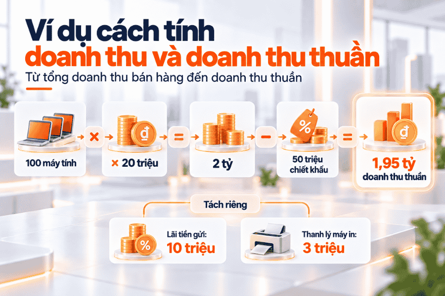 Ví dụ cách tính doanh thu và doanh thu thuần