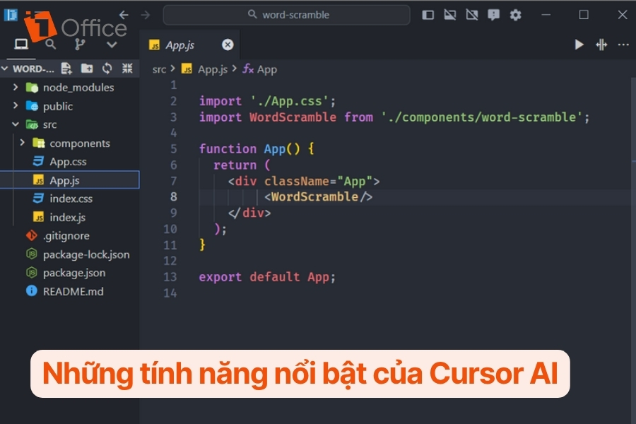 Giao diện mã code của Cursor AI