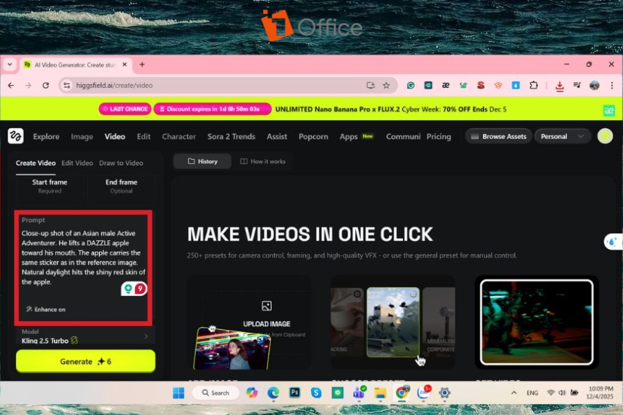 Cách tạo video AI bằng Higgfield AI