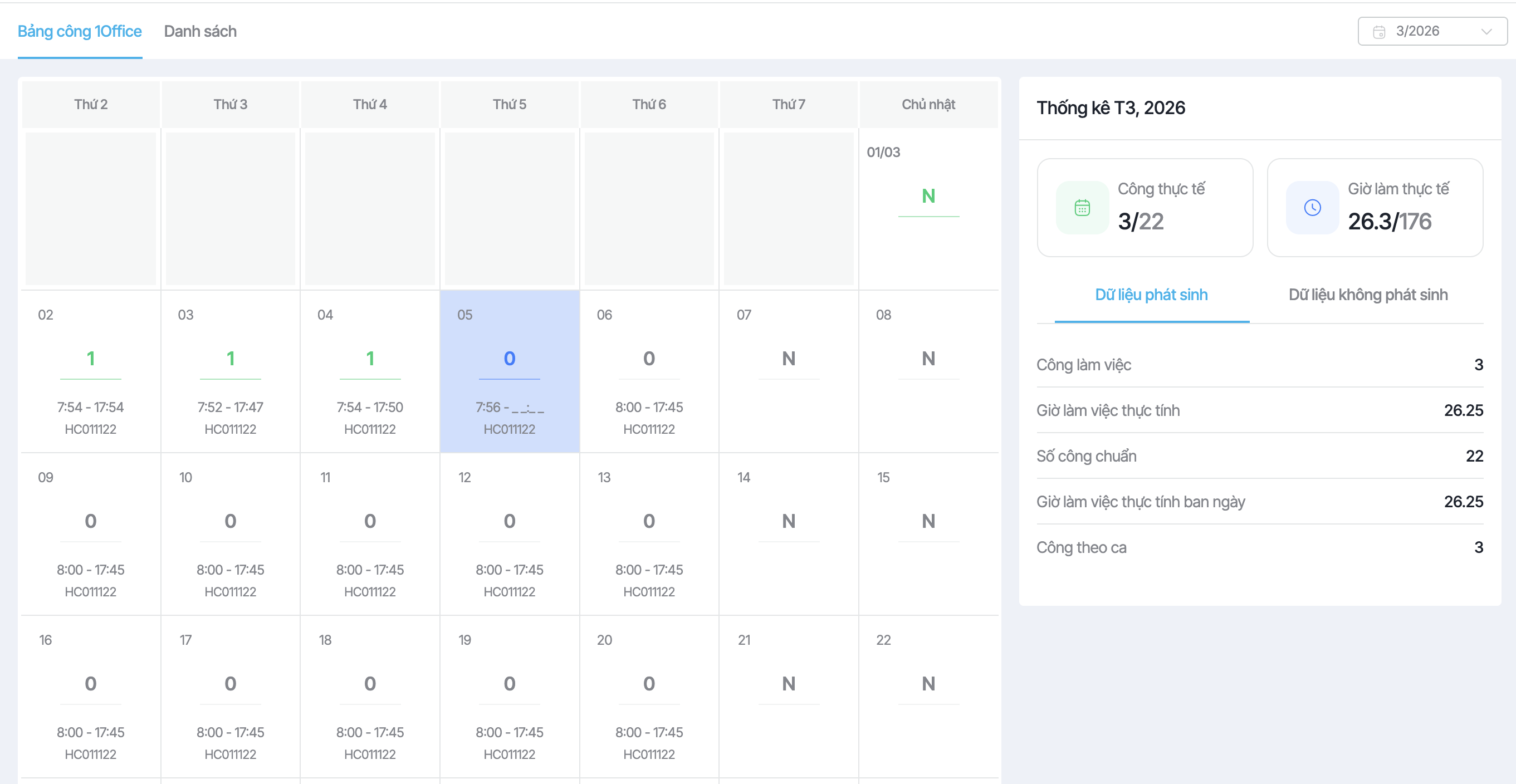 Phần mềm chấm công của 1Office