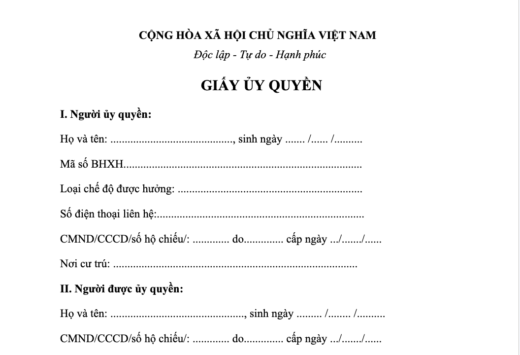 Mẫu giấy ủy quyền đơn giản