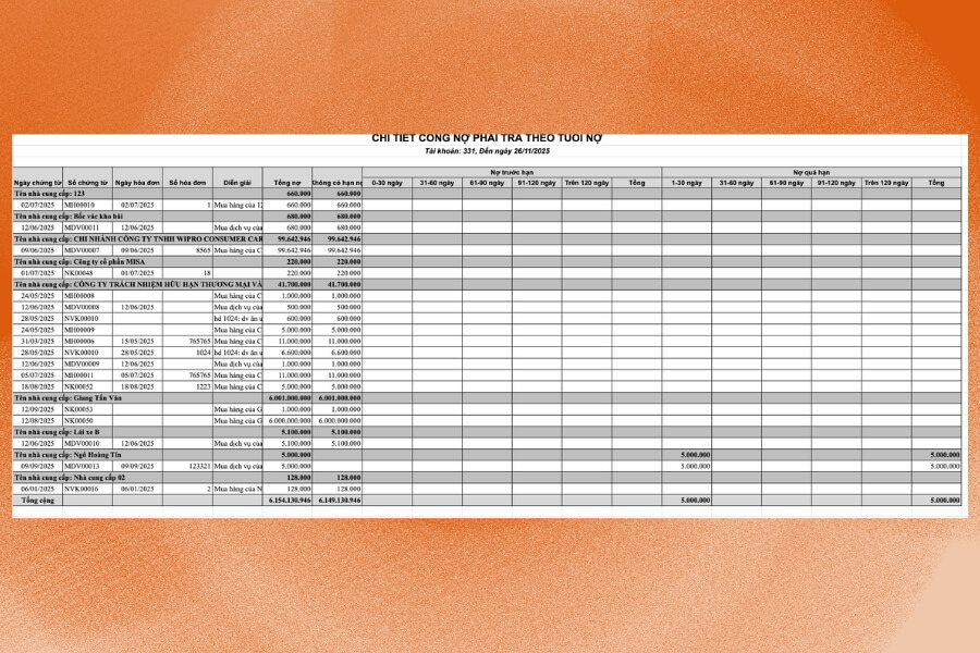 Hình ảnh minh hoạ bảng công nợ chi tiết