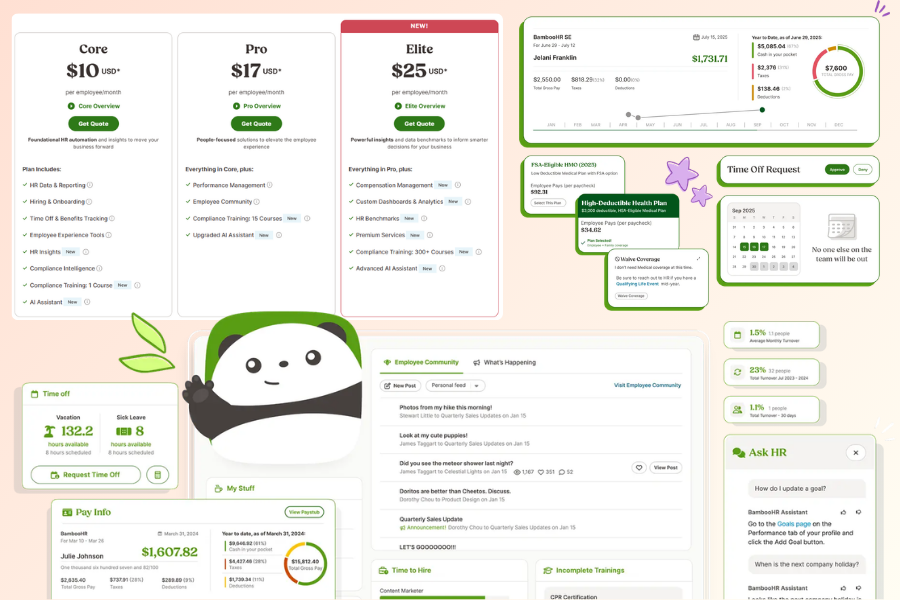 Giao diện phần mềm quản lý nhân sự Bamboo