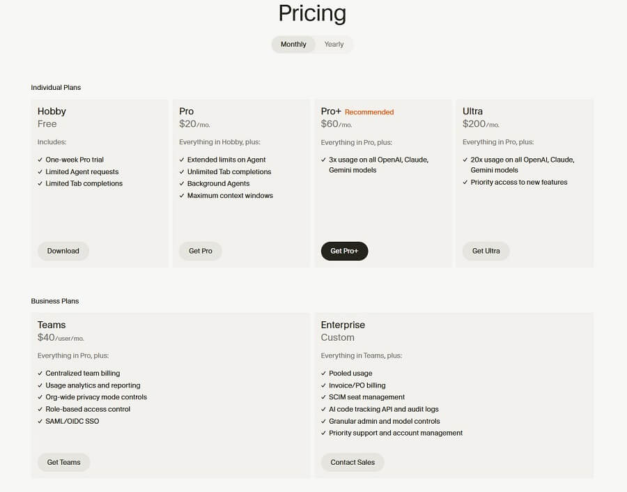 Bảng giá Cursor AI