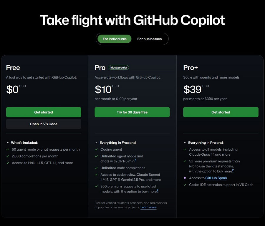 Bảng giá Github Copilot các nhân