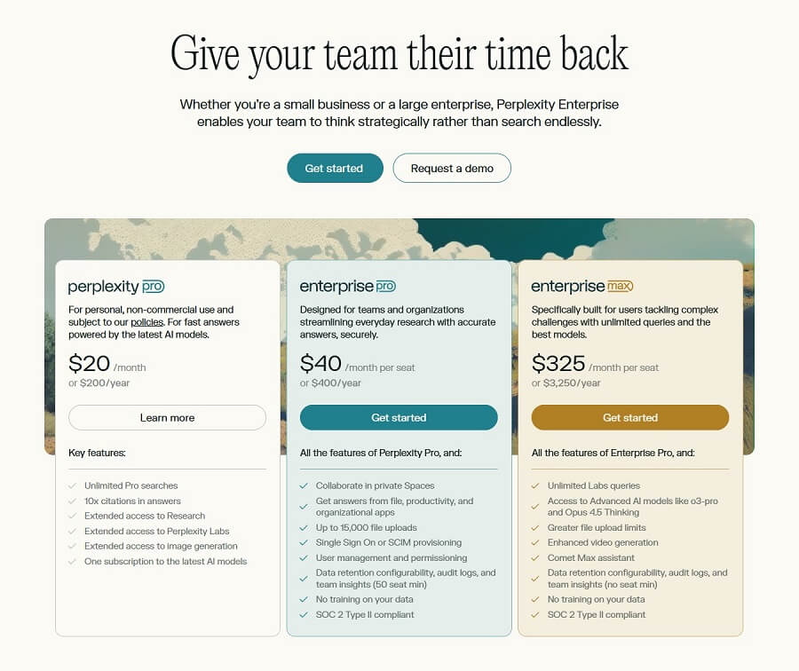 Bảng giá Perplexity AI