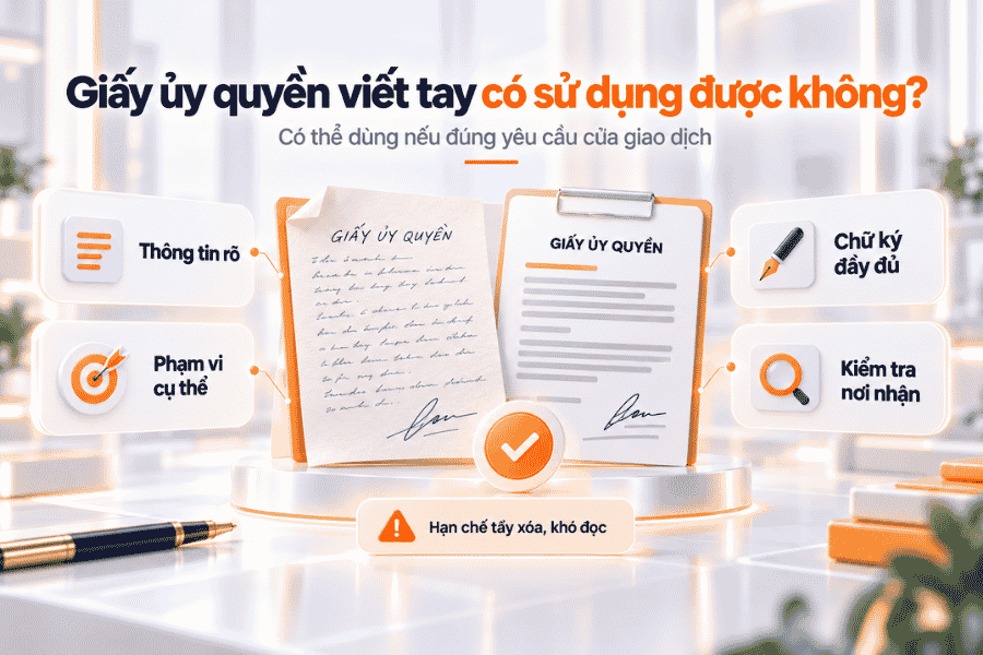 Những yếu tố cần kiểm tra trước khi sử dụng giấy ủy quyền viết tay.