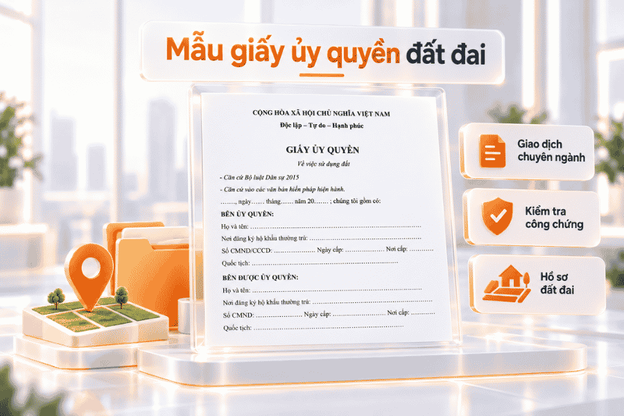 Mẫu giấy tham khảo cho việc ủy quyền liên quan đến quyền sử dụng đất.