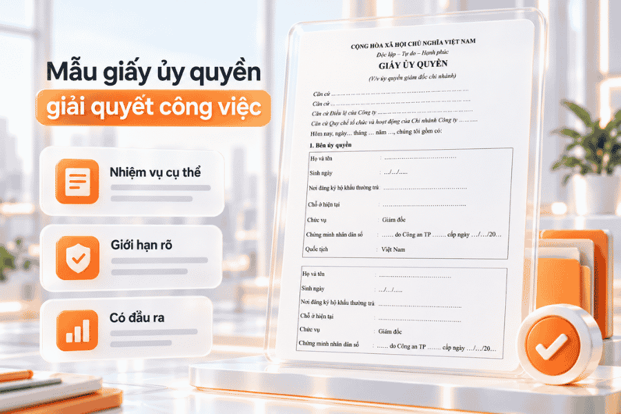 Mẫu giấy ủy quyền thực hiện các công việc hoặc thủ tục cụ thể thay người khác.