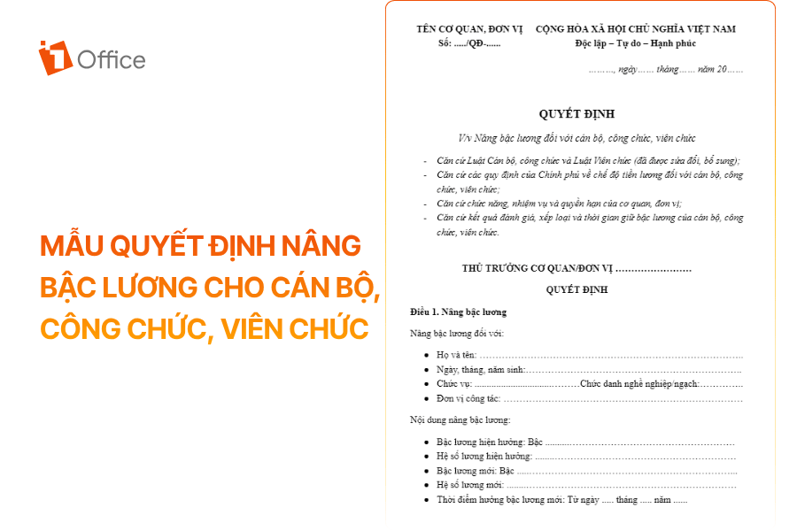 Mẫu quyết định nâng bậc lương cho cán bộ, công chức, viên chức.