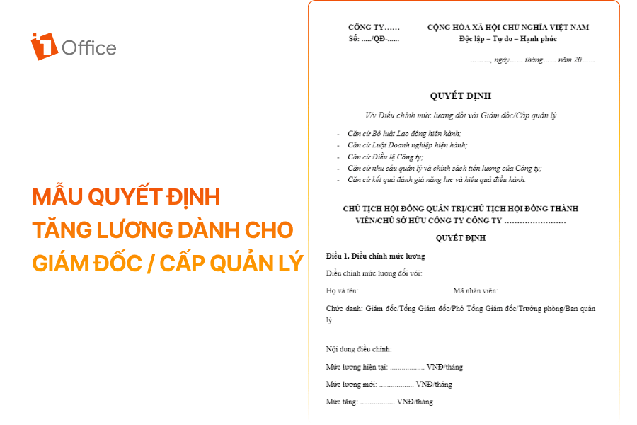 Mẫu quyết định tăng lương dành cho Giám đốc / Cấp quản lý.