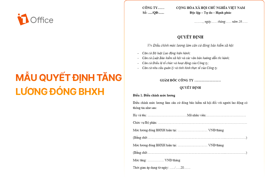 mẫu quyết định về việc điều chỉnh mức lương làm căn cứ đóng bảo hiểm xã hội cho người lao động