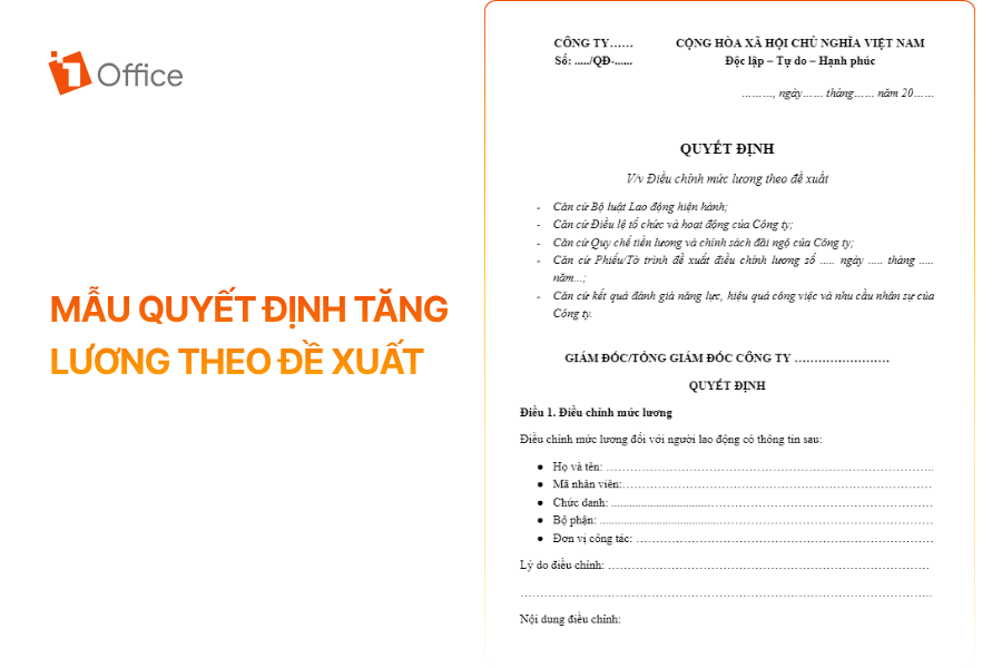 Văn bản hành chính mẫu quyết định về việc điều chỉnh mức lương theo đề xuất cho người lao động