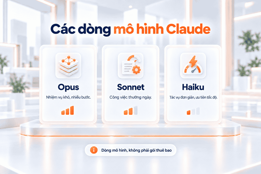 So sánh dòng mô hình Claude Opus, Sonnet và Haiku theo loại tác vụ