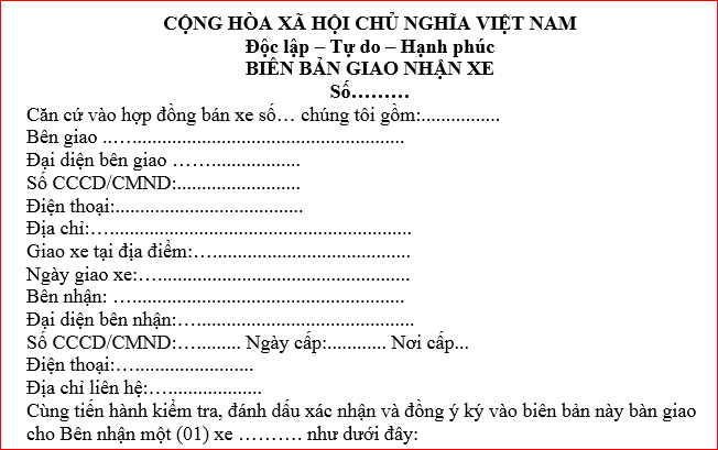 Biên Bản Bàn Giao Xe Là Gì?