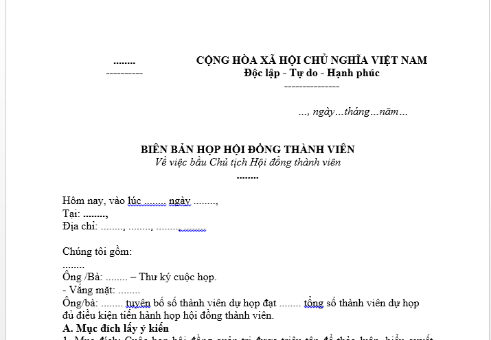 Biên bản họp Hội đồng thành viên là gì?