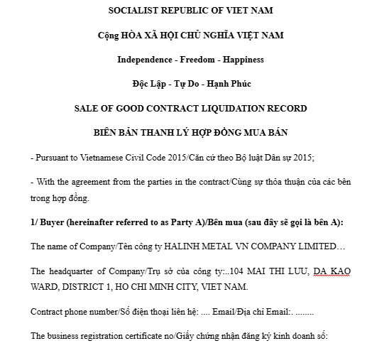 Mẫu Biên Bản Thanh Lý Hợp Đồng Mua Bán Là Gì?