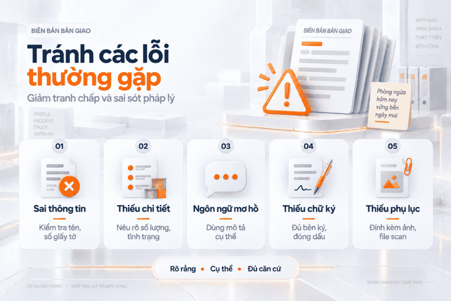 Các lỗi thường gặp khi lập biên bản bàn giao