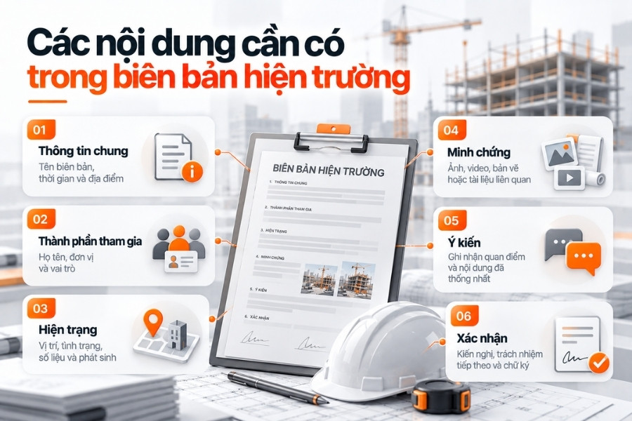 Những thành phần cơ bản giúp biên bản hiện trường đầy đủ và dễ đối chiếu.