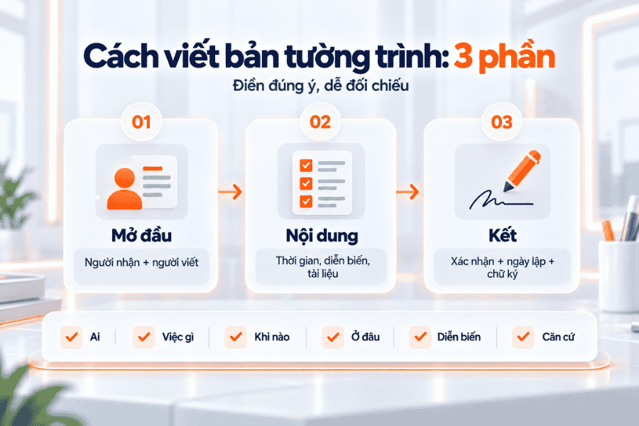 Cách viết bản tường trình: 3 phần