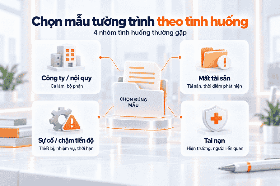 Chọn mẫu tường trình theo tình huống