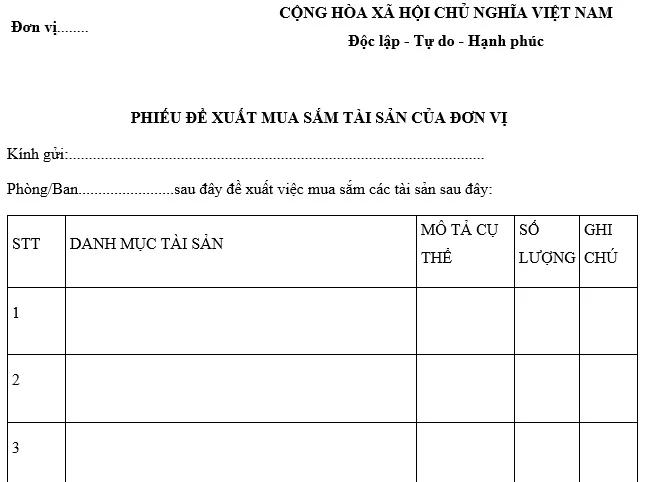 Mẫu đề xuất mua sắm thiết bị là gì?