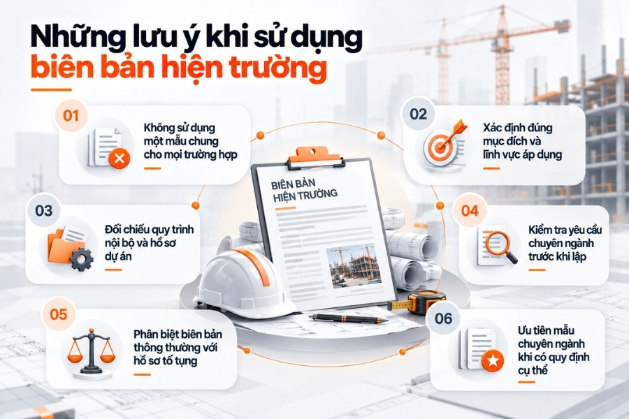 Những điểm cần kiểm tra để lựa chọn và sử dụng đúng loại biên bản hiện trường.