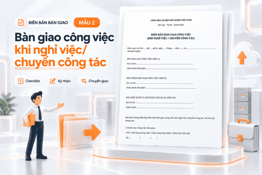 Mẫu biên bản bàn giao công việc khi nghỉ việc hoặc chuyển công tác
