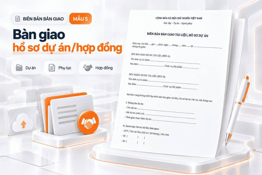 Mẫu biên bản bàn giao hồ sơ dự án và hợp đồng