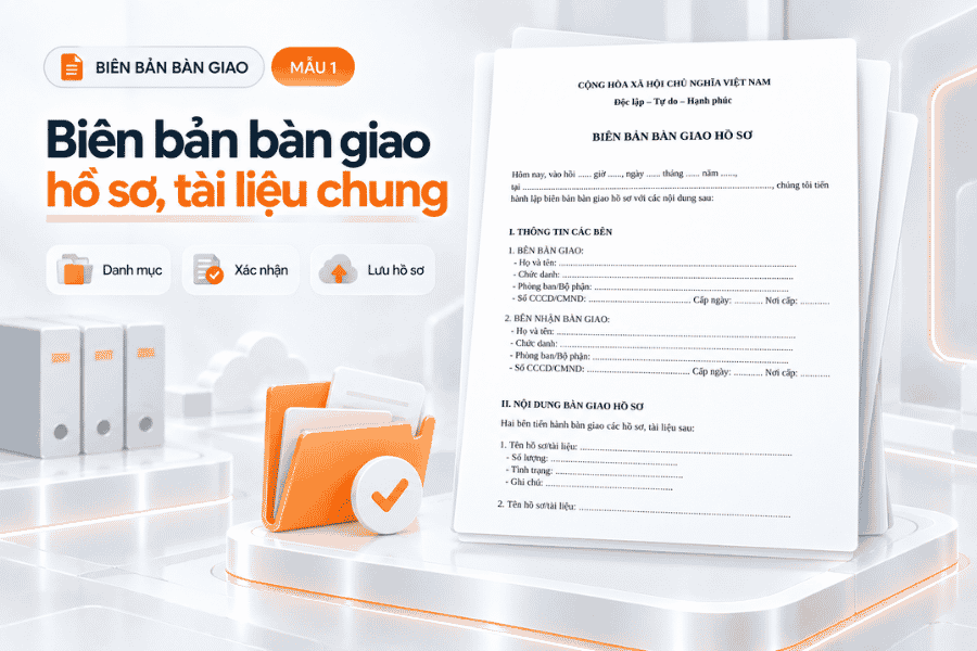 Mẫu biên bản bàn giao hồ sơ, tài liệu chung