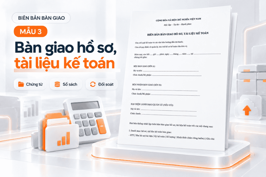 Mẫu biên bản bàn giao hồ sơ, tài liệu kế toán