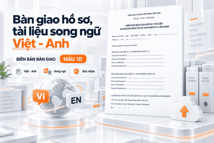 Mẫu biên bản bàn giao hồ sơ, tài liệu song ngữ Việt Anh
