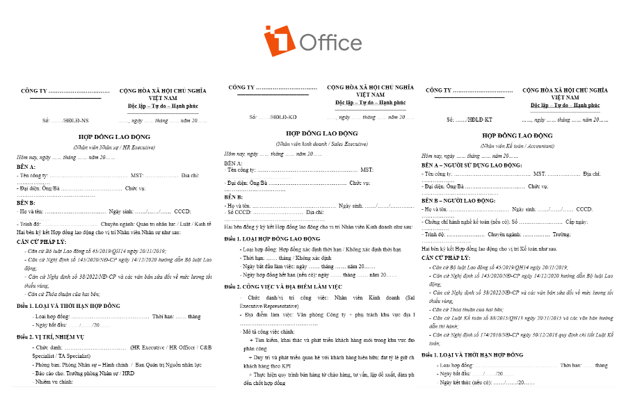 Mẫu hợp đồng lao động Khối phòng ban chuyên môn