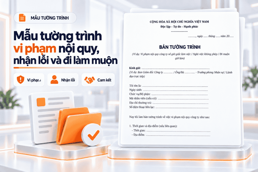 Mẫu tường trình vi phạm nội quy, nhận lỗi và đi làm muộn