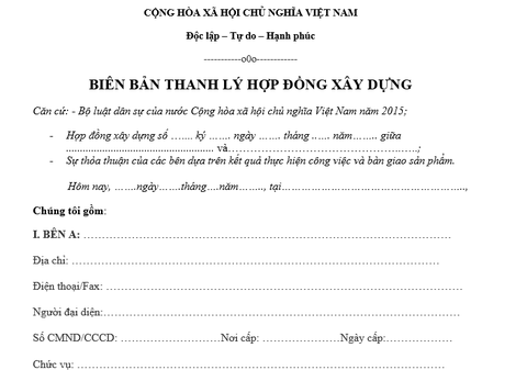 Biên Bản Thanh Lý Hợp Đồng Xây Dựng Là Gì?