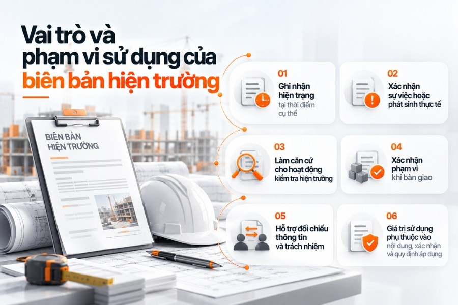 Các mục đích chính và phạm vi sử dụng của biên bản hiện trường.