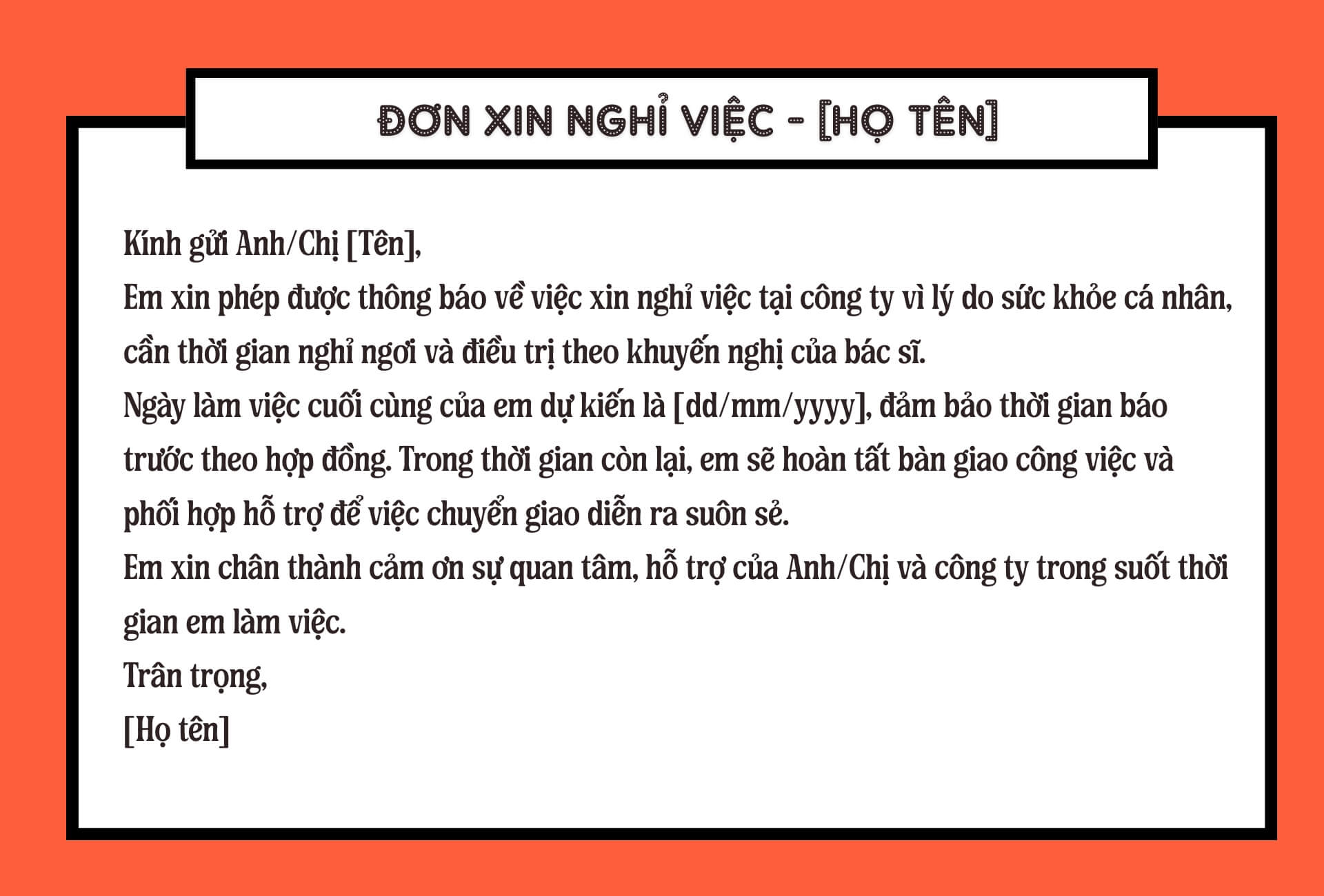 Mẫu mail xin nghỉ việc với lý do nghề nghiệp